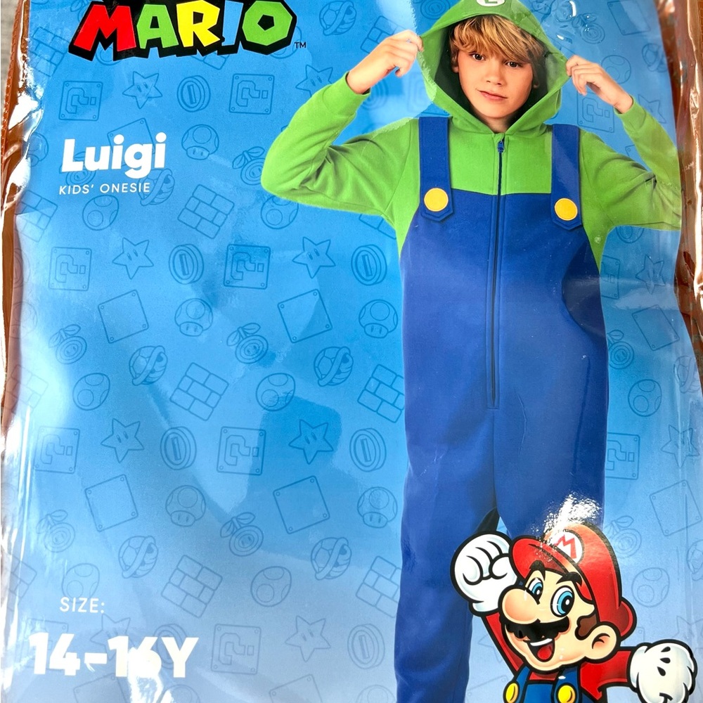 Mario Luigi Kids Onesie - Green and Blue Jumpsuit/ One Piece Boy 14-16